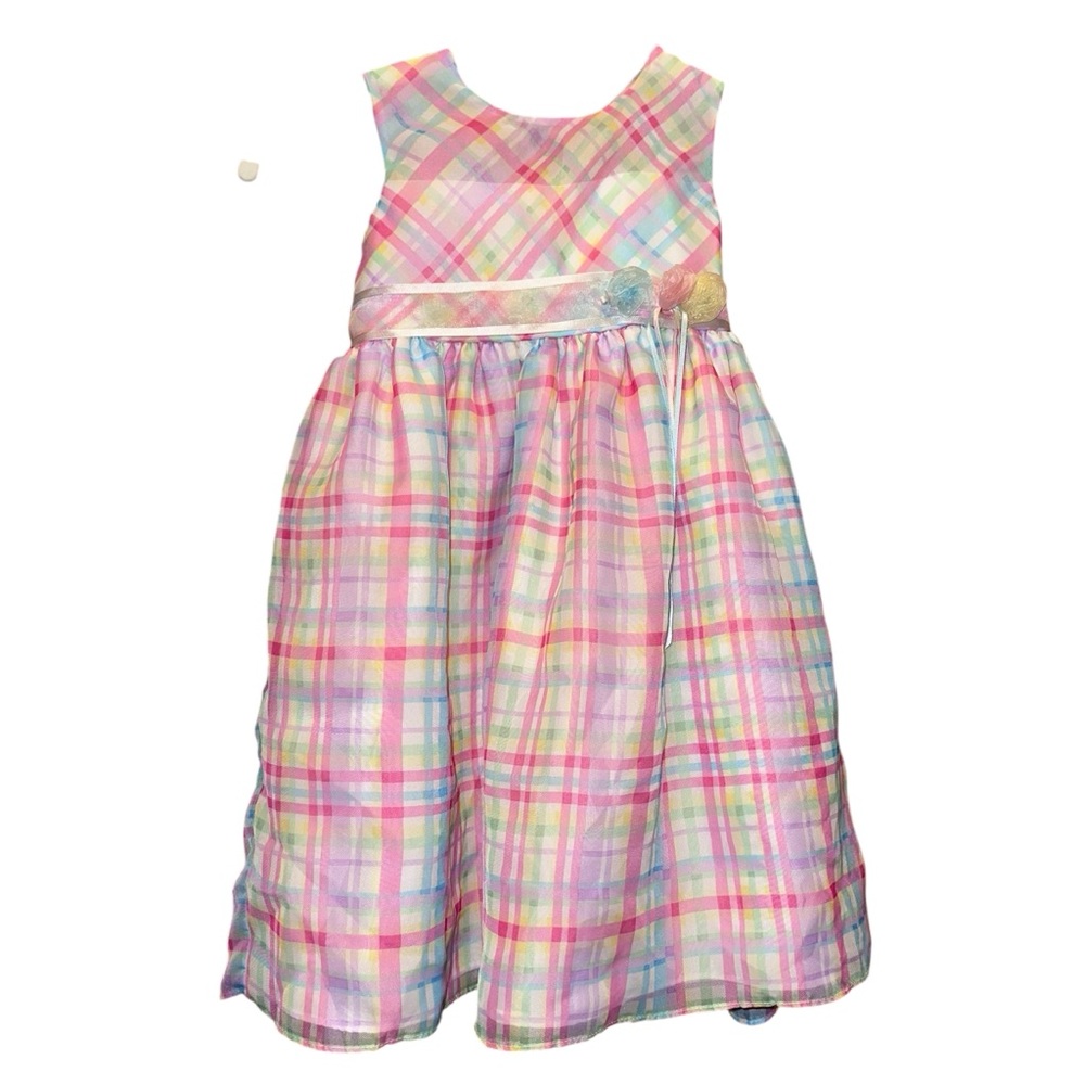La Princess girls 3T Colorful Plaid pastel Sleeveless‎ dress